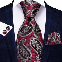 Load image into Gallery viewer, Luxury Men Silk Necktie Pocket Square Matching Handkerchief  Cufflinks Set Formal Design Printed Business Necktie For Men
