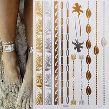 Load image into Gallery viewer, Luxury Metallic Gold Waterproof Temporary Tattoo Feather Elephant Fashion Different Design Tattoos For Womens
