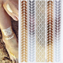 Load image into Gallery viewer, Luxury Metallic Gold Waterproof Temporary Tattoo Feather Elephant Fashion Different Design Tattoos For Womens
