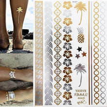 Load image into Gallery viewer, Luxury Metallic Gold Waterproof Temporary Tattoo Feather Elephant Fashion Different Design Tattoos For Womens
