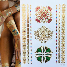 Load image into Gallery viewer, Luxury Metallic Gold Waterproof Temporary Tattoo Feather Elephant Fashion Different Design Tattoos For Womens
