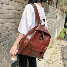 Load image into Gallery viewer, Luxury Modern Women Unique Style Women Backpack Leather School Bag For Teengers Gilrs Large capacity PU Travel backpack
