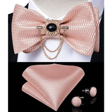 Load image into Gallery viewer, Luxury Pink Solid Men Bow Tie Silk Business Wedding Elegant Bowtie For Men Unique Desing For Every Occasion
