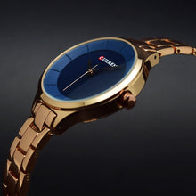 Load image into Gallery viewer, Luxury Rose Gold Womens Watch Stainless Steel Wrist Watches Fashion Thin Quartz Ladies Watch Waterproof Stainless Steel Wrist Watch Elegant Round Design For Women
