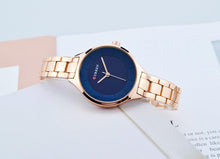 Load image into Gallery viewer, Luxury Rose Gold Womens Watch Stainless Steel Wrist Watches Fashion Thin Quartz Ladies Watch Waterproof Stainless Steel Wrist Watch Elegant Round Design For Women
