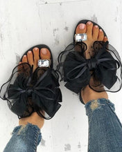 Load image into Gallery viewer, Luxury Shiny Rhinestone Summer Cute Bowtie Decorate Non-Slip Sandals Slipper Flats Mules Casual Fashion Beach Flip Flops Bow Sandals Rubber Flat Summer Beach Rain Shoes

