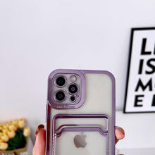Load image into Gallery viewer, Luxury Square Phone Case For iPhone 13 11 14 12 Pro Max Mini XS XR 6s 7 8 Plus SE Cover Soft Silicone Wallet Card Holder Clear Card Slot Case Slim Fit Protective Soft Wallet Case
