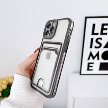 Load image into Gallery viewer, Luxury Square Phone Case For iPhone 13 11 14 12 Pro Max Mini XS XR 6s 7 8 Plus SE Cover Soft Silicone Wallet Card Holder Clear Card Slot Case Slim Fit Protective Soft Wallet Case
