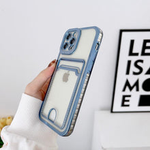 Load image into Gallery viewer, Luxury Square Phone Case For iPhone 13 11 14 12 Pro Max Mini XS XR 6s 7 8 Plus SE Cover Soft Silicone Wallet Card Holder Clear Card Slot Case Slim Fit Protective Soft Wallet Case
