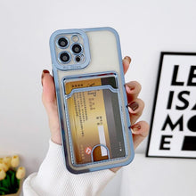 Load image into Gallery viewer, Luxury Square Phone Case For iPhone 13 11 14 12 Pro Max Mini XS XR 6s 7 8 Plus SE Cover Soft Silicone Wallet Card Holder Clear Card Slot Case Slim Fit Protective Soft Wallet Case
