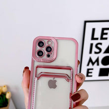 Load image into Gallery viewer, Luxury Square Phone Case For iPhone 13 11 14 12 Pro Max Mini XS XR 6s 7 8 Plus SE Cover Soft Silicone Wallet Card Holder Clear Card Slot Case Slim Fit Protective Soft Wallet Case
