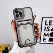 Load image into Gallery viewer, Luxury Square Phone Case For iPhone 13 11 14 12 Pro Max Mini XS XR 6s 7 8 Plus SE Cover Soft Silicone Wallet Card Holder Clear Card Slot Case Slim Fit Protective Soft Wallet Case
