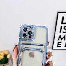 Load image into Gallery viewer, Luxury Square Phone Case For iPhone 13 11 14 12 Pro Max Mini XS XR 6s 7 8 Plus SE Cover Soft Silicone Wallet Card Holder Clear Card Slot Case Slim Fit Protective Soft Wallet Case
