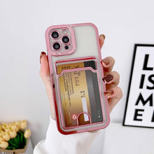 Load image into Gallery viewer, Luxury Square Phone Case For iPhone 13 11 14 12 Pro Max Mini XS XR 6s 7 8 Plus SE Cover Soft Silicone Wallet Card Holder Clear Card Slot Case Slim Fit Protective Soft Wallet Case
