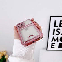 Load image into Gallery viewer, Luxury Square Phone Case For iPhone 13 11 14 12 Pro Max Mini XS XR 6s 7 8 Plus SE Cover Soft Silicone Wallet Card Holder Clear Card Slot Case Slim Fit Protective Soft Wallet Case
