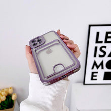 Load image into Gallery viewer, Luxury Square Phone Case For iPhone 13 11 14 12 Pro Max Mini XS XR 6s 7 8 Plus SE Cover Soft Silicone Wallet Card Holder Clear Card Slot Case Slim Fit Protective Soft Wallet Case

