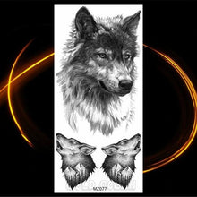 Load image into Gallery viewer, Luxury Tiger Temporary Tattoos Fox Wolf Fake Tattoo Sticker Realistic Black Animal Temporary Tattoo Stickers For Mens
