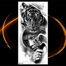 Load image into Gallery viewer, Luxury Tiger Temporary Tattoos Fox Wolf Fake Tattoo Sticker Realistic Black Animal Temporary Tattoo Stickers For Mens
