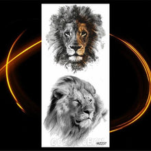 Load image into Gallery viewer, Luxury Tiger Temporary Tattoos Fox Wolf Fake Tattoo Sticker Realistic Black Animal Temporary Tattoo Stickers For Mens
