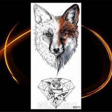 Load image into Gallery viewer, Luxury Tiger Temporary Tattoos Fox Wolf Fake Tattoo Sticker Realistic Black Animal Temporary Tattoo Stickers For Mens
