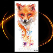Load image into Gallery viewer, Luxury Tiger Temporary Tattoos Fox Wolf Fake Tattoo Sticker Realistic Black Animal Temporary Tattoo Stickers For Mens
