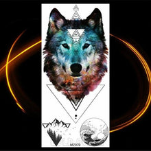 Load image into Gallery viewer, Luxury Tiger Temporary Tattoos Fox Wolf Fake Tattoo Sticker Realistic Black Animal Temporary Tattoo Stickers For Mens
