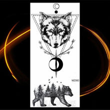 Load image into Gallery viewer, Luxury Tiger Temporary Tattoos Fox Wolf Fake Tattoo Sticker Realistic Black Animal Temporary Tattoo Stickers For Mens
