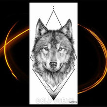Load image into Gallery viewer, Luxury Tiger Temporary Tattoos Fox Wolf Fake Tattoo Sticker Realistic Black Animal Temporary Tattoo Stickers For Mens
