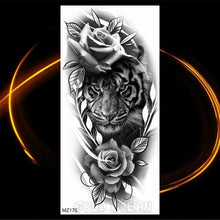 Load image into Gallery viewer, Luxury Tiger Temporary Tattoos Fox Wolf Fake Tattoo Sticker Realistic Black Animal Temporary Tattoo Stickers For Mens
