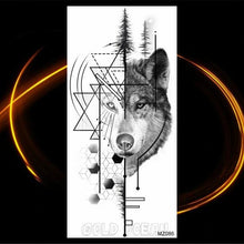 Load image into Gallery viewer, Luxury Tiger Temporary Tattoos Fox Wolf Fake Tattoo Sticker Realistic Black Animal Temporary Tattoo Stickers For Mens
