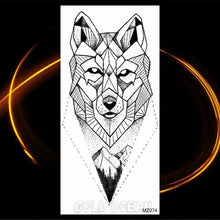 Load image into Gallery viewer, Luxury Tiger Temporary Tattoos Fox Wolf Fake Tattoo Sticker Realistic Black Animal Temporary Tattoo Stickers For Mens
