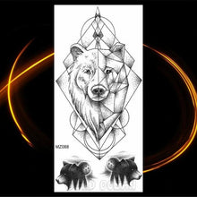 Load image into Gallery viewer, Luxury Tiger Temporary Tattoos Fox Wolf Fake Tattoo Sticker Realistic Black Animal Temporary Tattoo Stickers For Mens
