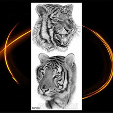 Load image into Gallery viewer, Luxury Tiger Temporary Tattoos Fox Wolf Fake Tattoo Sticker Realistic Black Animal Temporary Tattoo Stickers For Mens
