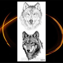 Load image into Gallery viewer, Luxury Tiger Temporary Tattoos Fox Wolf Fake Tattoo Sticker Realistic Black Animal Temporary Tattoo Stickers For Mens
