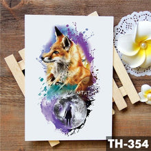 Load image into Gallery viewer, Luxury Waterproof Wolf Fox Temporary Watercolor Tattoo Sticker Modern 3D Animals Tattoos
