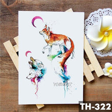 Load image into Gallery viewer, Luxury Waterproof Wolf Fox Temporary Watercolor Tattoo Sticker Modern 3D Animals Tattoos
