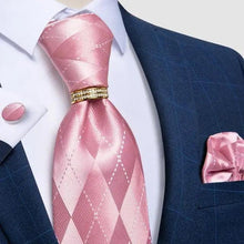 Load image into Gallery viewer, Luxury Wedding High Quality Solid Color Floral Tie For Men Fashion Silk Necktie Cufflink Silk Tie Set For Men
