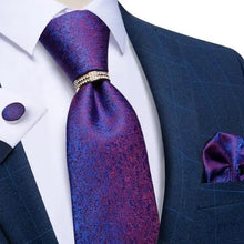 Load image into Gallery viewer, Luxury Wedding High Quality Solid Color Floral Tie For Men Fashion Silk Necktie Cufflink Silk Tie Set For Men
