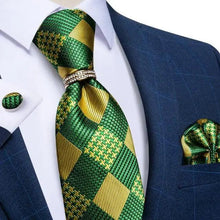 Load image into Gallery viewer, Luxury Wedding High Quality Solid Color Floral Tie For Men Fashion Silk Necktie Cufflink Silk Tie Set For Men

