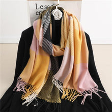 Load image into Gallery viewer, Winter  Long Plaid Headwear Scarf Warm Shawls Cashmere Female Scarfs Scarves Lady Tassel Shawl Wraps For Women
