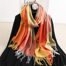 Load image into Gallery viewer, Winter  Long Plaid Headwear Scarf Warm Shawls Cashmere Female Scarfs Scarves Lady Tassel Shawl Wraps For Women
