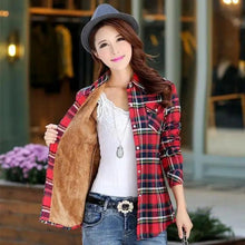 Load image into Gallery viewer, Luxury Winter Warm, Plus Velvet Thicken Plaid Shirt Style Coat Jacket For Women Clothes/Tops/Casual/Jacket/Outerwear For Female
