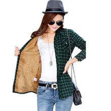 Load image into Gallery viewer, Luxury Winter Warm, Plus Velvet Thicken Plaid Shirt Style Coat Jacket For Women Clothes/Tops/Casual/Jacket/Outerwear For Female
