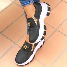 Load image into Gallery viewer, Luxury Women Blue Espadrilles New Solid Color Thick Bottom Zipper Walking Women's Shoes Slip-on High Top Sneakers Round Toe Thick Sole Zipper Ballet Flats Flat Skate Walking Shoes
