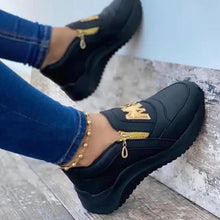 Load image into Gallery viewer, Luxury Women Blue Espadrilles New Solid Color Thick Bottom Zipper Walking Women's Shoes Slip-on High Top Sneakers Round Toe Thick Sole Zipper Ballet Flats Flat Skate Walking Shoes
