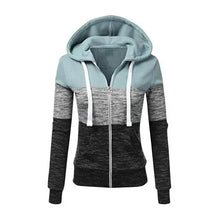 Load image into Gallery viewer, Luxury Women Patchwork  Hoodie Spring Autumn Slim Hooded Jacket Fashion Long Sleeve Drawstring Pocket Hoodies Sweatshirts Women's  Hoodie Color Block Casual Pullover Hoodie

