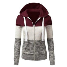 Load image into Gallery viewer, Luxury Women Patchwork  Hoodie Spring Autumn Slim Hooded Jacket Fashion Long Sleeve Drawstring Pocket Hoodies Sweatshirts Women's  Hoodie Color Block Casual Pullover Hoodie

