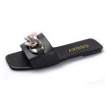 Load image into Gallery viewer, Luxury Women Summer Slipper Square Toe Chain Slippers Fashion Open Toe Metal Chain Beach Shopping Party Flip Flops For Women
