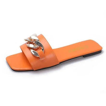 Load image into Gallery viewer, Luxury Women Summer Slipper Square Toe Chain Slippers Fashion Open Toe Metal Chain Beach Shopping Party Flip Flops For Women
