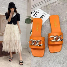 Load image into Gallery viewer, Luxury Women Summer Slipper Square Toe Chain Slippers Fashion Open Toe Metal Chain Beach Shopping Party Flip Flops For Women
